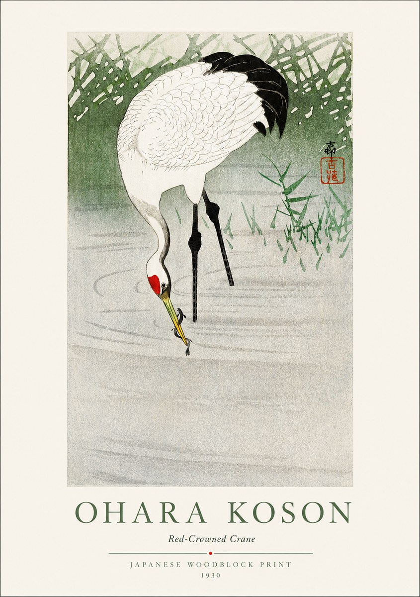 Ohara Koson Red-crowned Crane No1 - Plakát