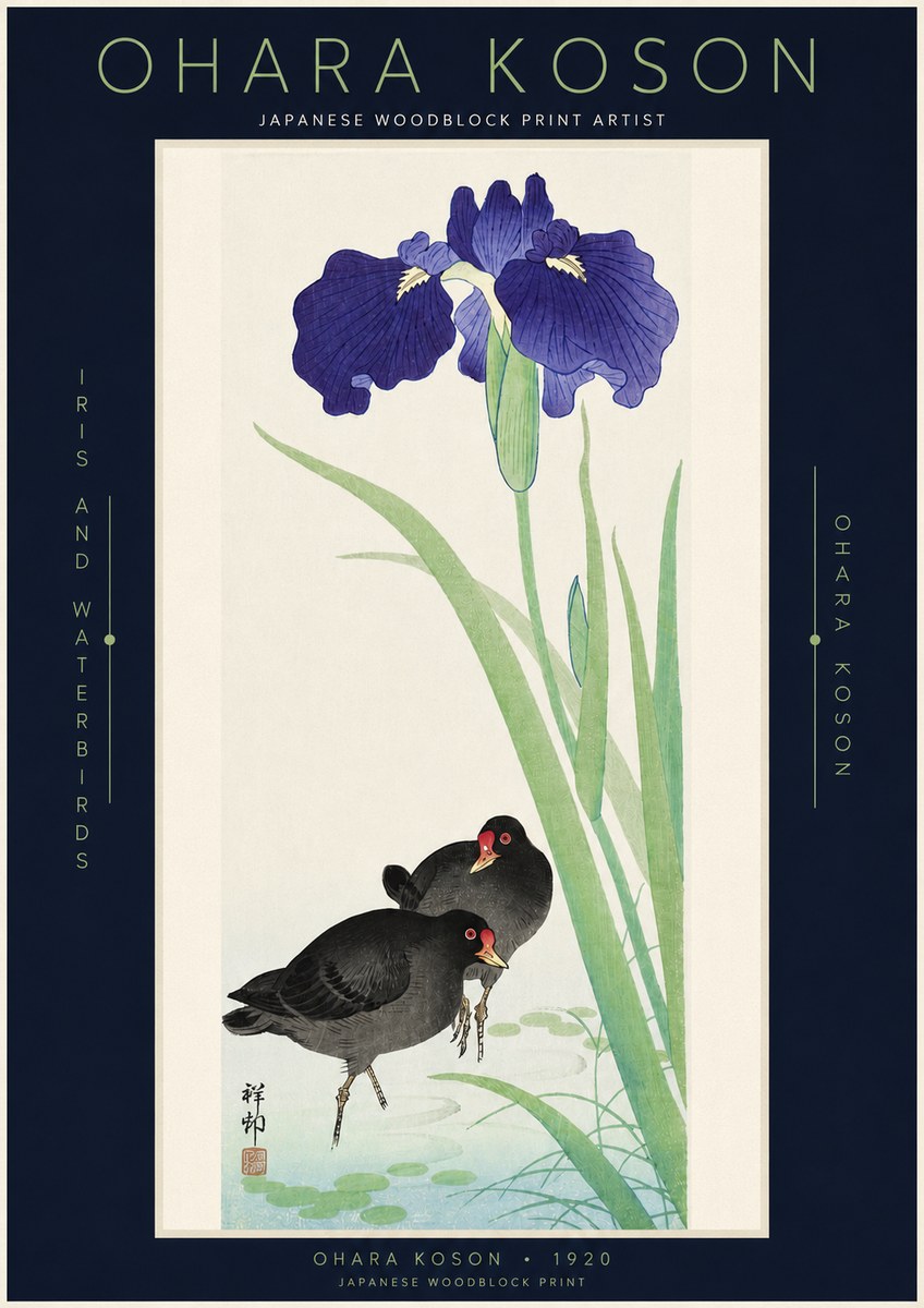 Ohara Koson Iris and Waterbirds No3 - Plakát