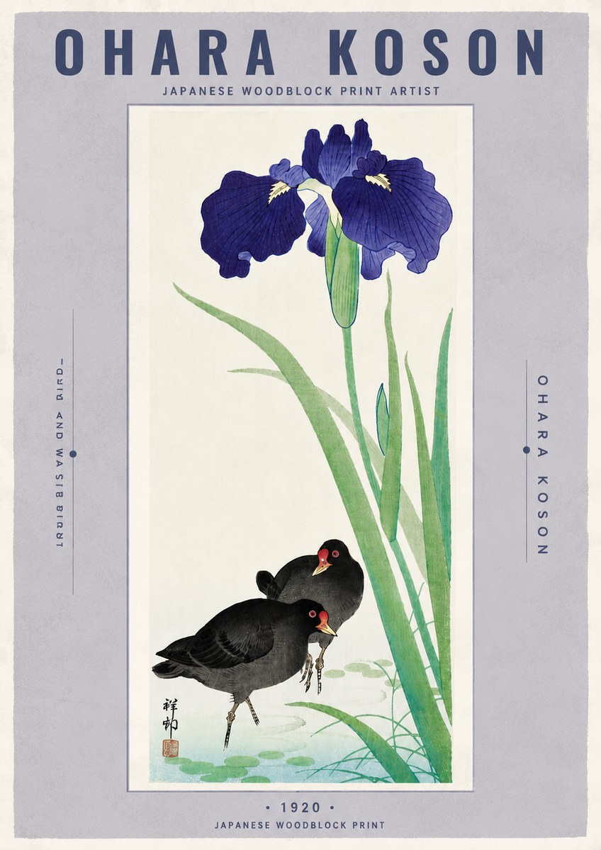 Ohara Koson Iris and Waterbirds No6 - Plakát
