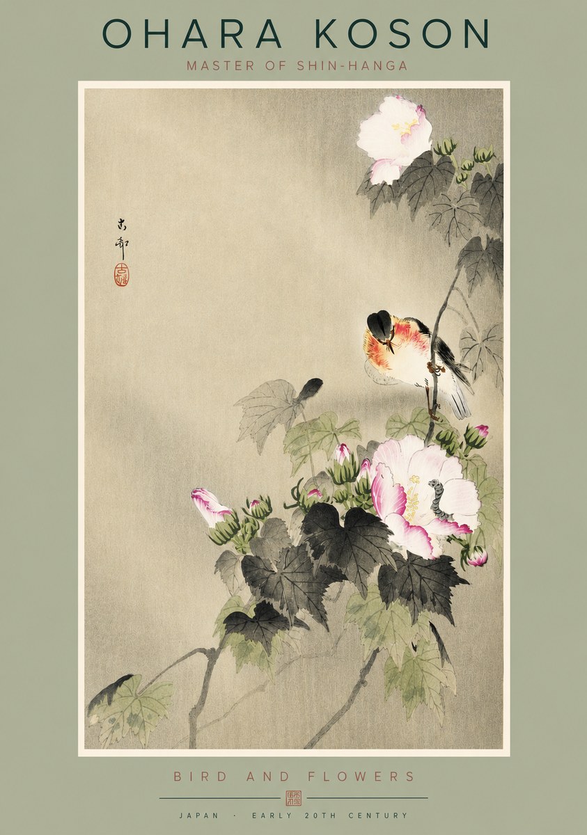 Ohara Koson Bird and Flowers No2 - Plakát