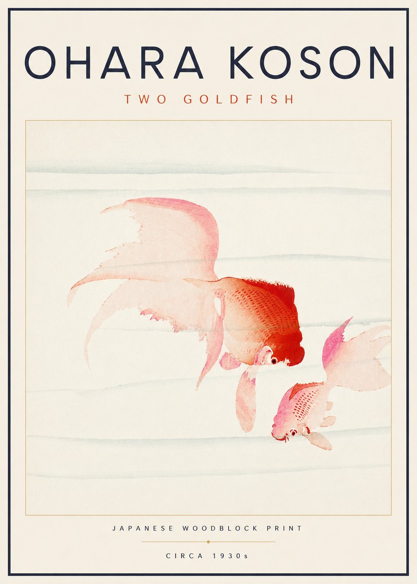 Ohara Koson Two Goldfish No6 - Plakát