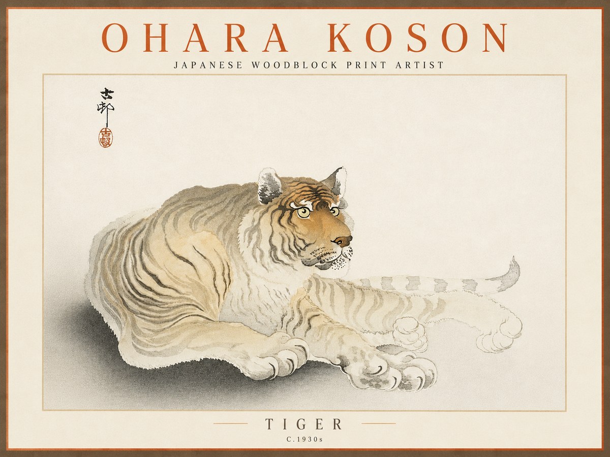 Ohara Koson Tiger No4 - Plakát