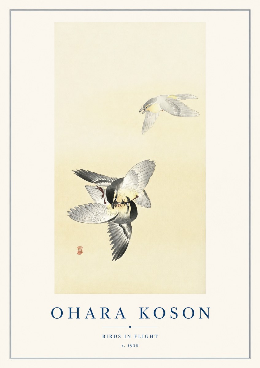 Ohara Koson Birds in Flight No1 - Plakát