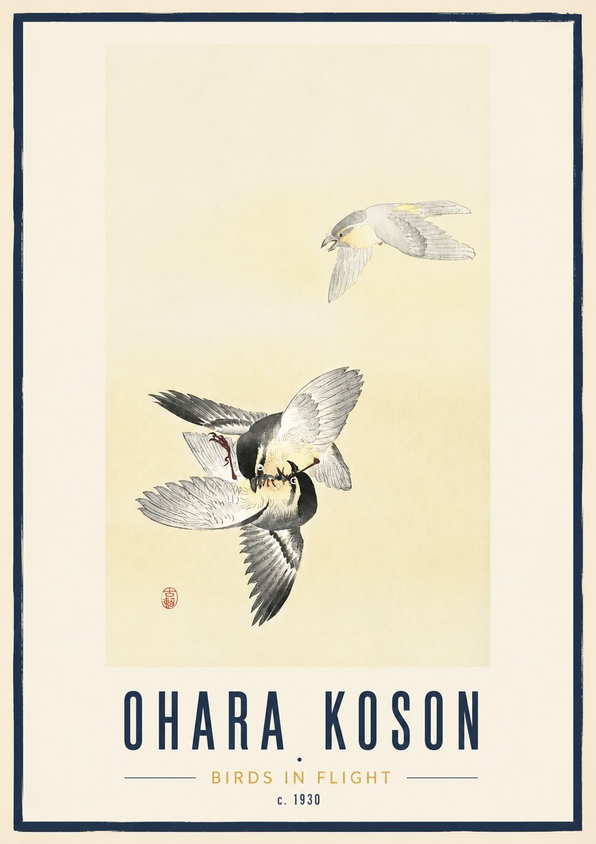 Ohara Koson Birds in Flight No3 - Plakát
