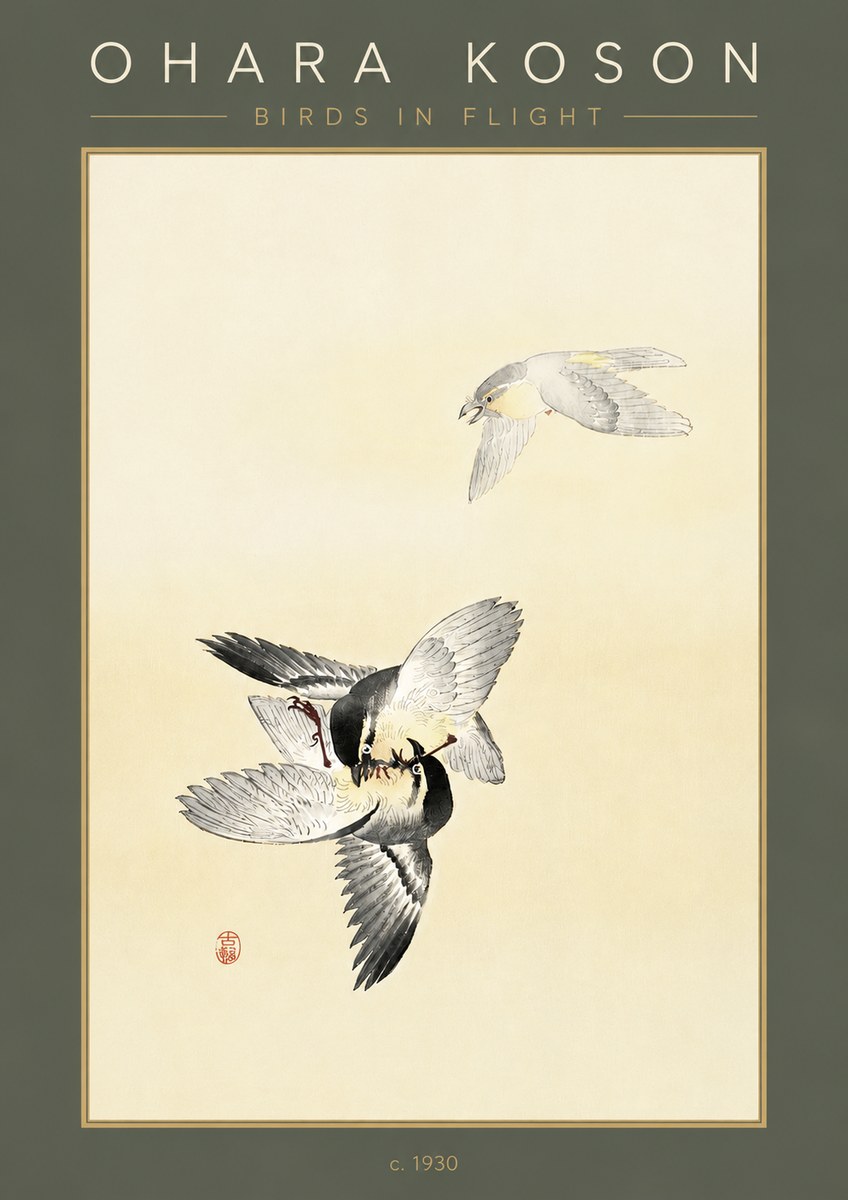 Ohara Koson Birds in Flight No5 - Plakát