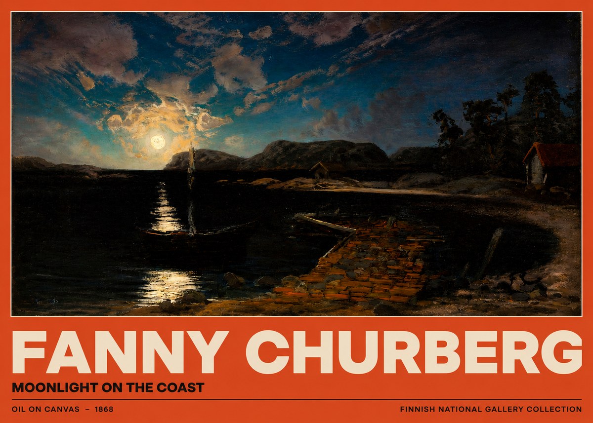 Fanny Churberg Moonlight on the Coast No2 - Plakát