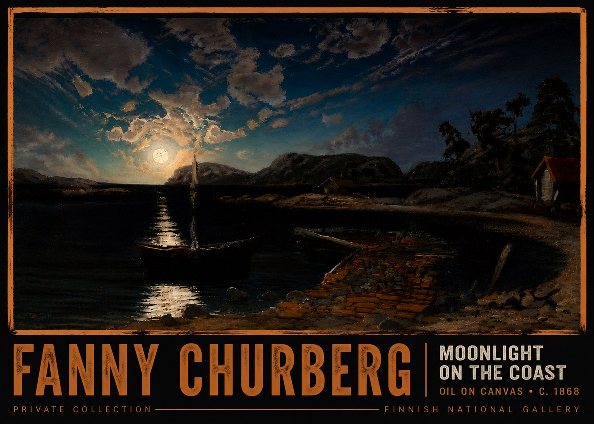 Fanny Churberg Moonlight on the Coast No6 - Plakát