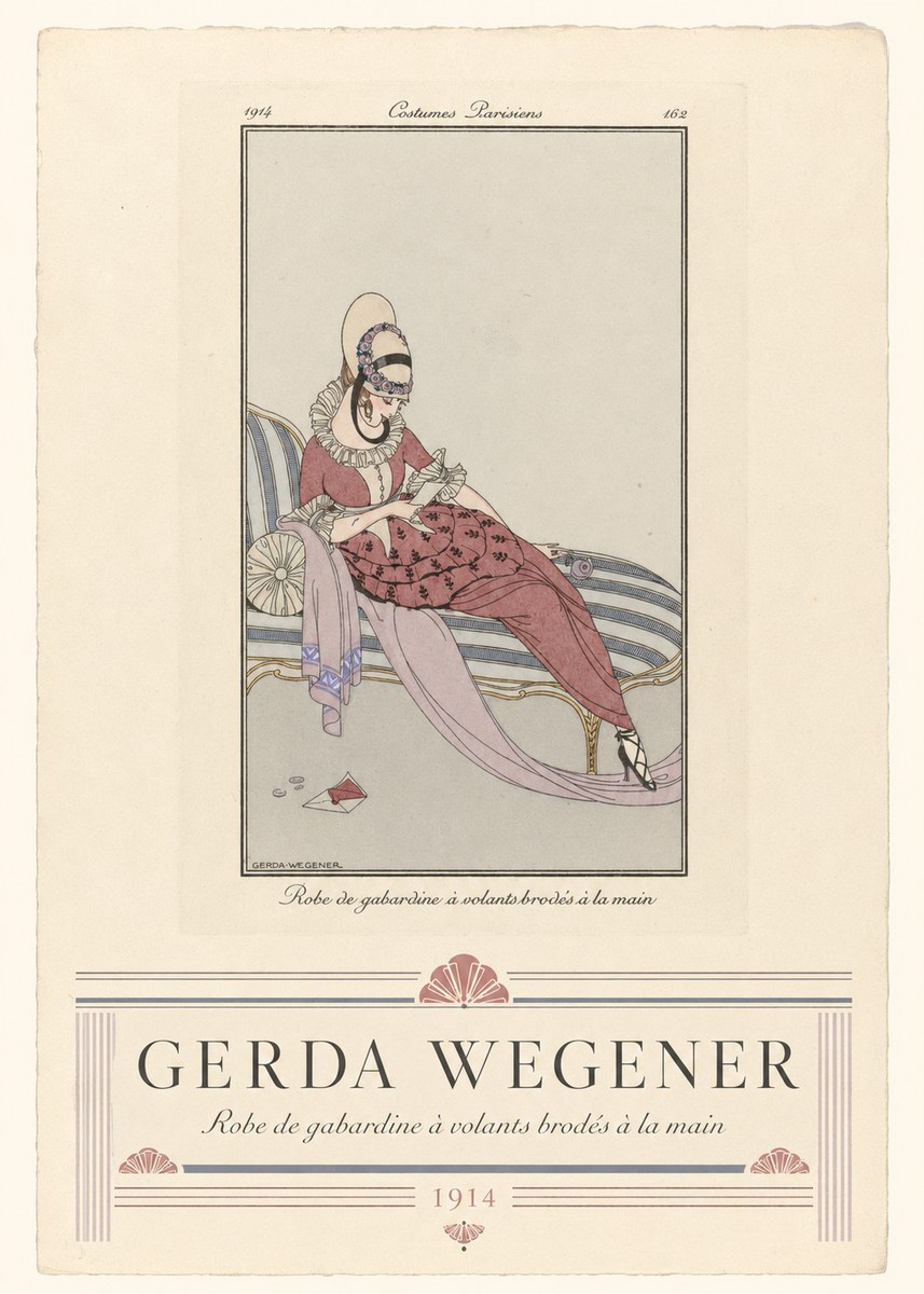 Gerda Wegener Robe De Gabardine À Volants Brodés À La Main I No3 - Plakát