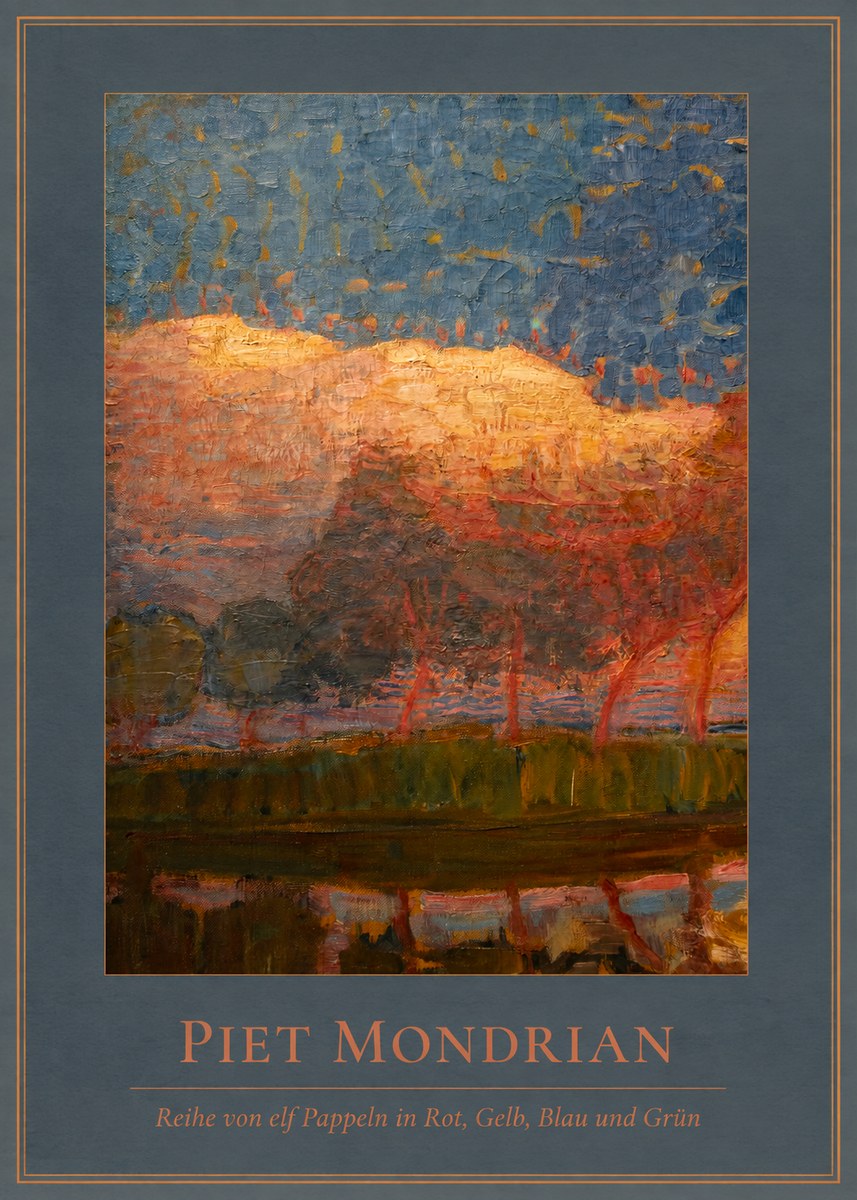 Piet Mondrian Reihe Von Elf Pappeln in Rot, Gelb, Blau Und Grün No4 - Plakát