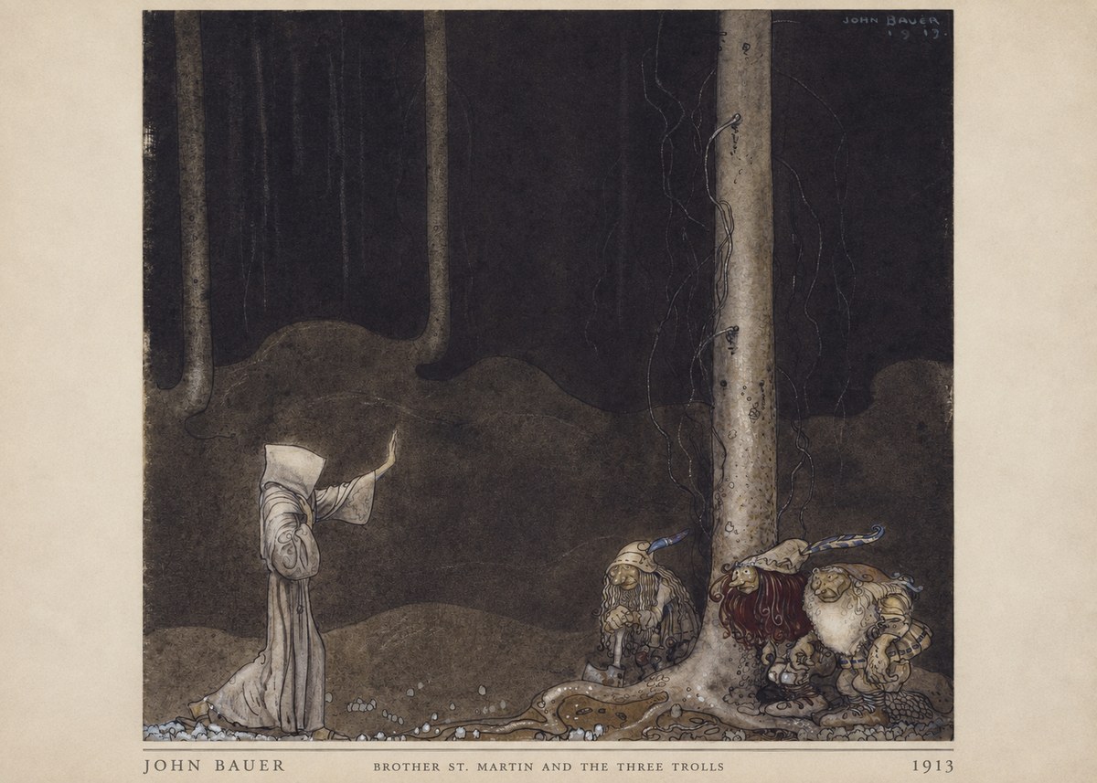 John Bauer Brother St. Martin and the Three Trolls No4 - Plakát