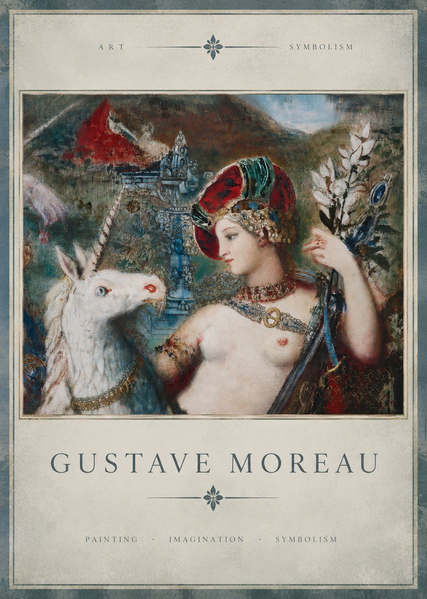 Gustave Moreau The Unicorns I No3 - Plakát