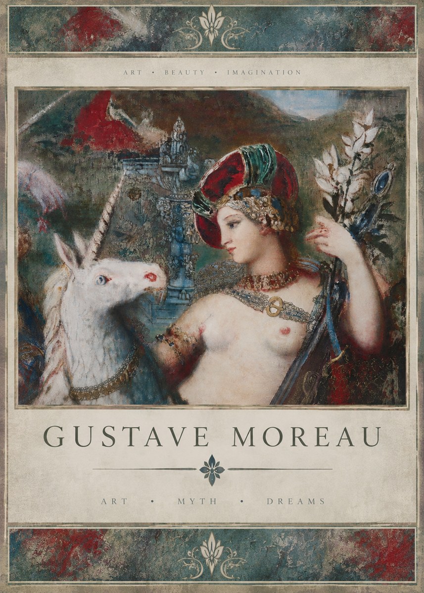 Gustave Moreau The Unicorns I No4 - Plakát