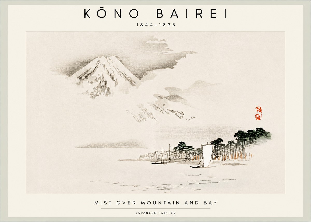 Kōno Bairei Mount Fuji with Boats No2 - Plakát