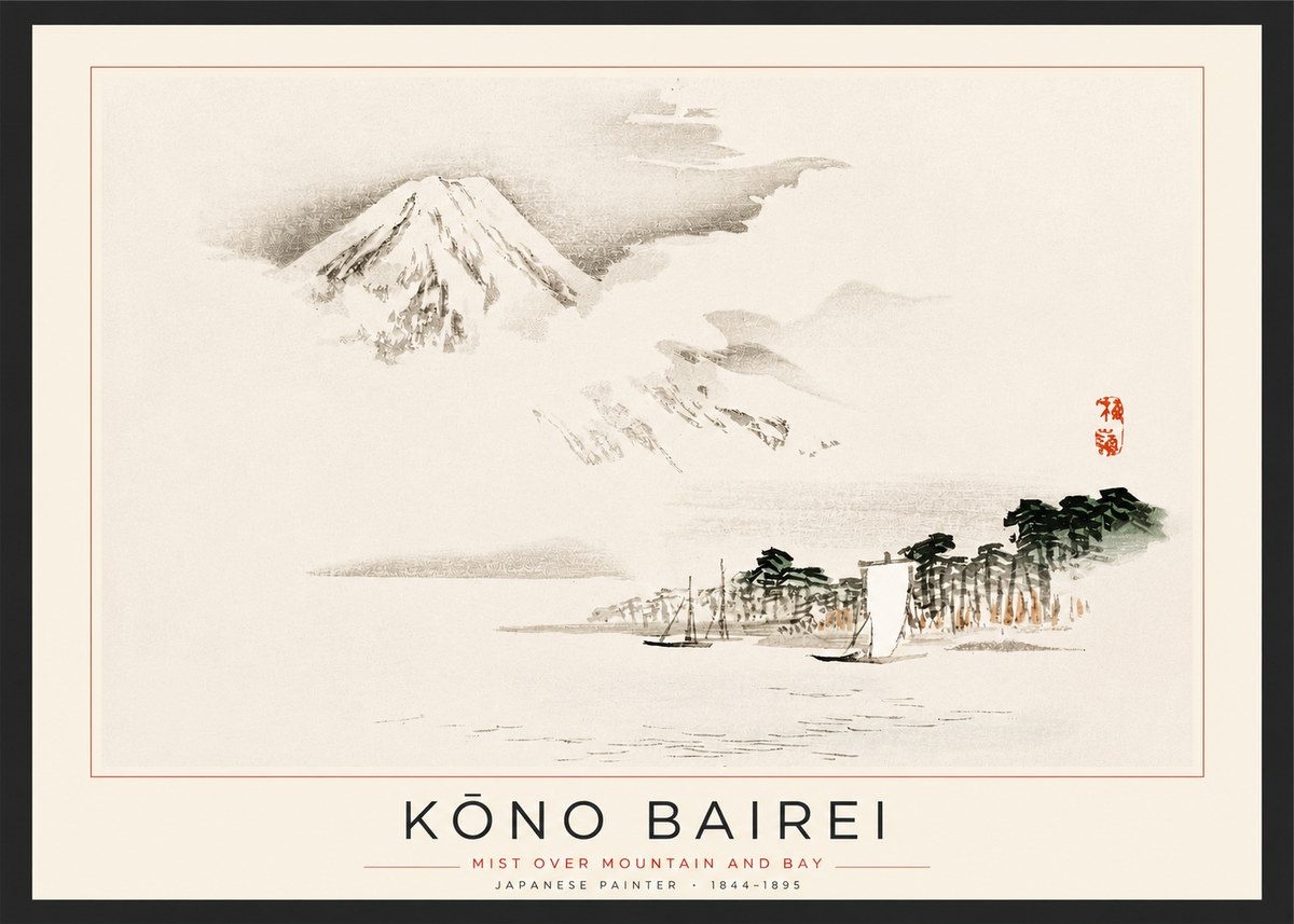 Kōno Bairei Mount Fuji with Boats No3 - Plakát