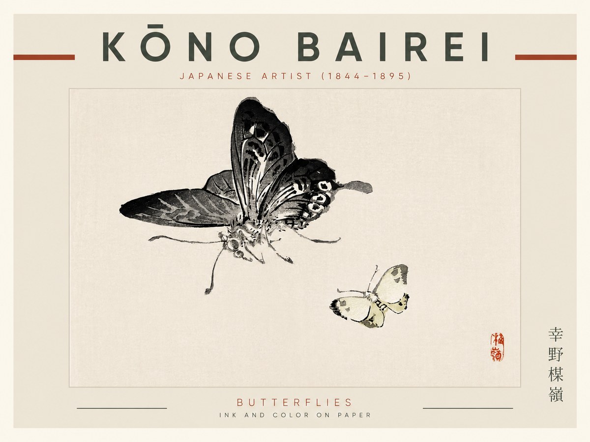 Kōno Bairei Butterflies No2 - Plakát