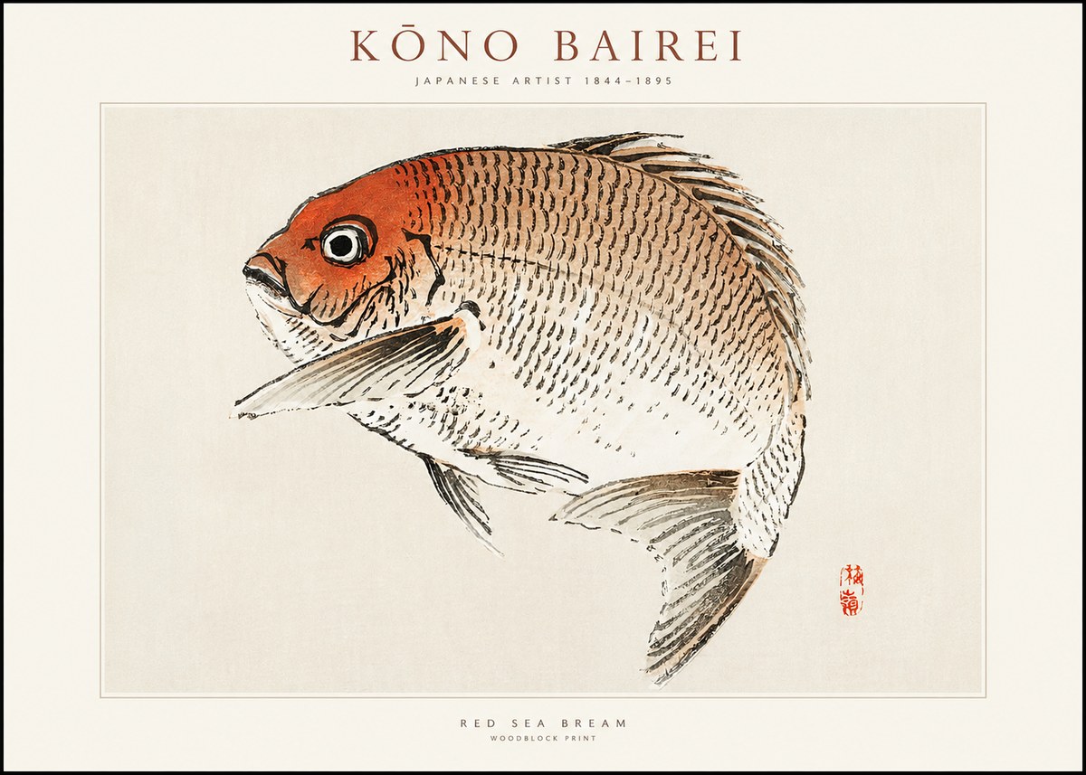 Kōno Bairei Red Sea Bream No1 - Plakát