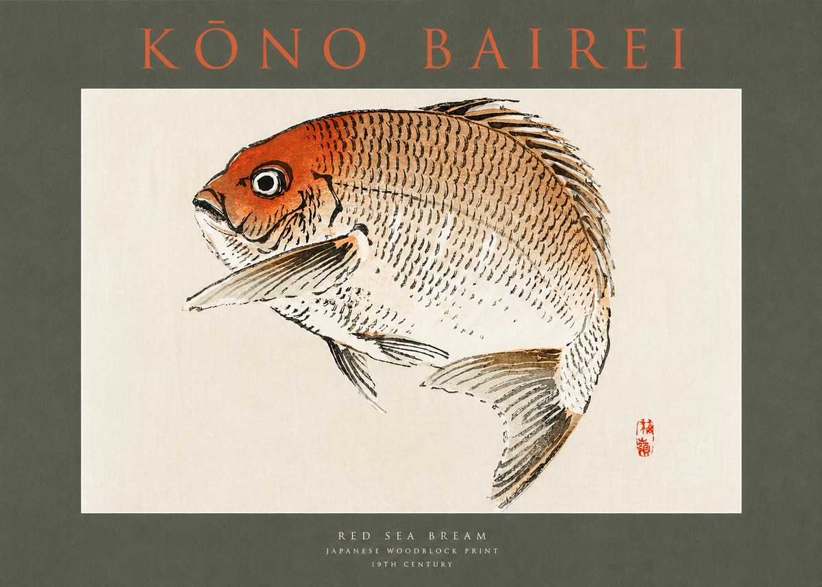 Kōno Bairei Red Sea Bream No2 - Plakát