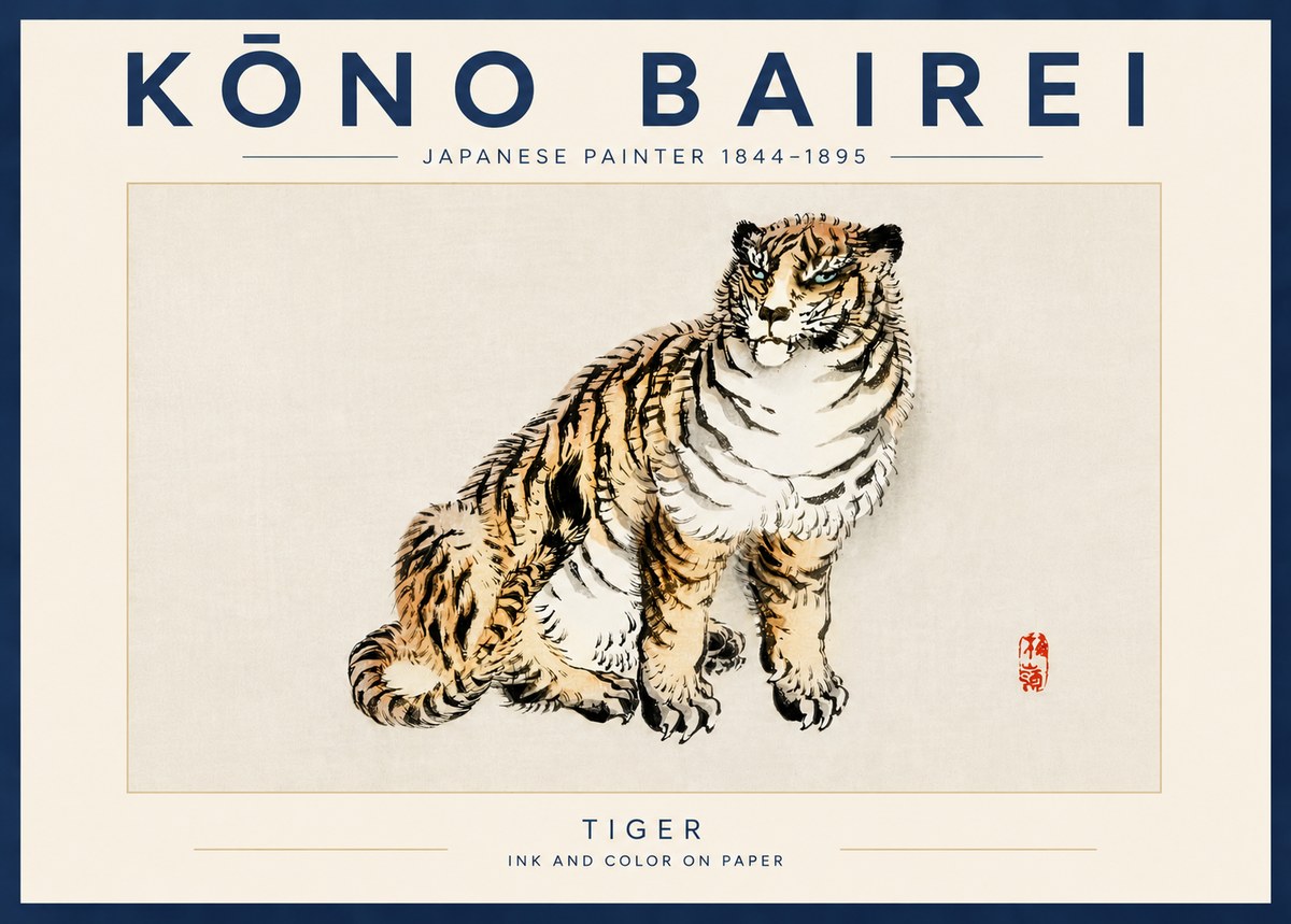Kōno Bairei Tiger No5 - Plakát