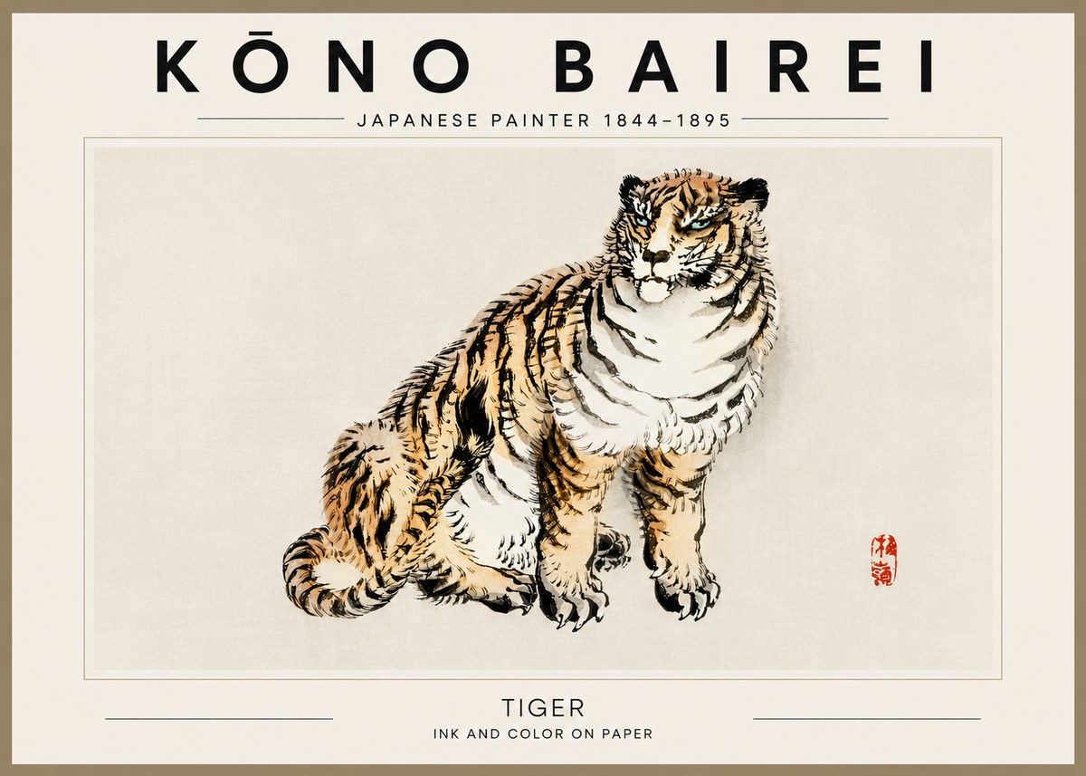Kōno Bairei Tiger No6 - Plakát