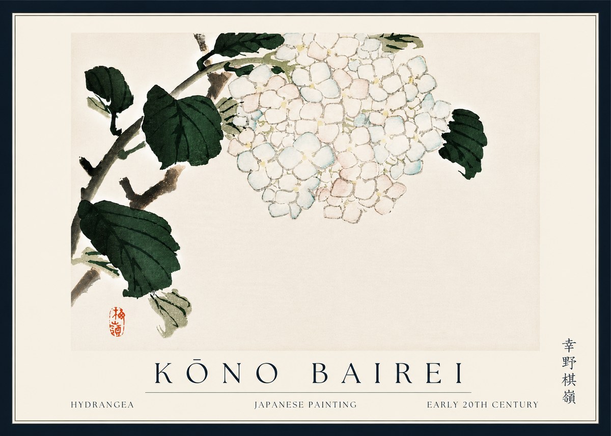 Kōno Bairei Hydrangea No5 - Plakát