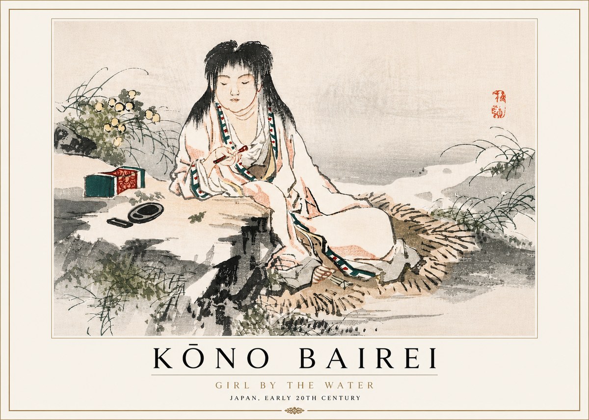 Kōno Bairei Girl by the Water No5 - Plakát