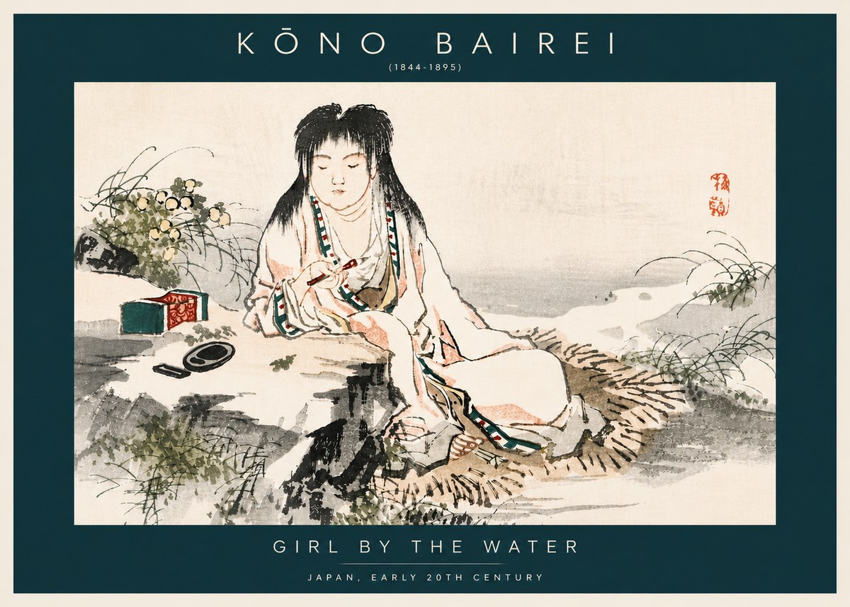 Kōno Bairei Girl by the Water No6 - Plakát