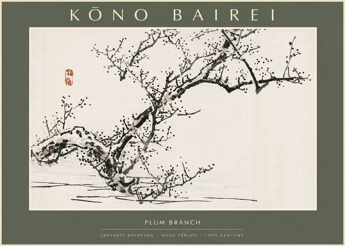 Kōno Bairei Plum Branch No2 - Plakát