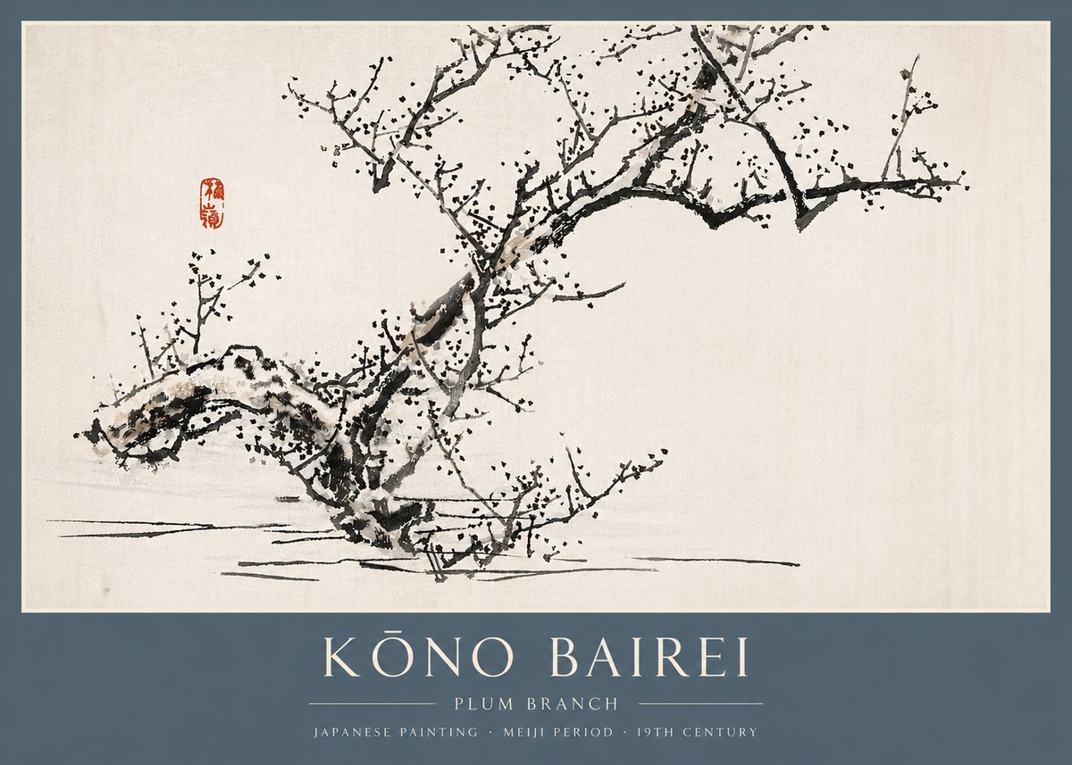 Kōno Bairei Plum Branch No3 - Plakát