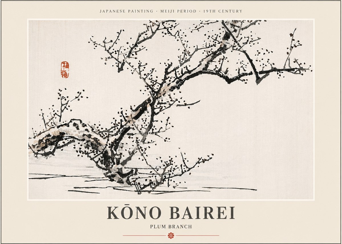 Kōno Bairei Plum Branch No4 - Plakát