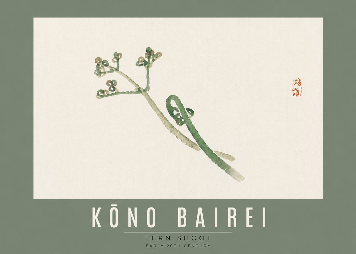 Kōno Bairei Fern Shoot No4 - Plakát
