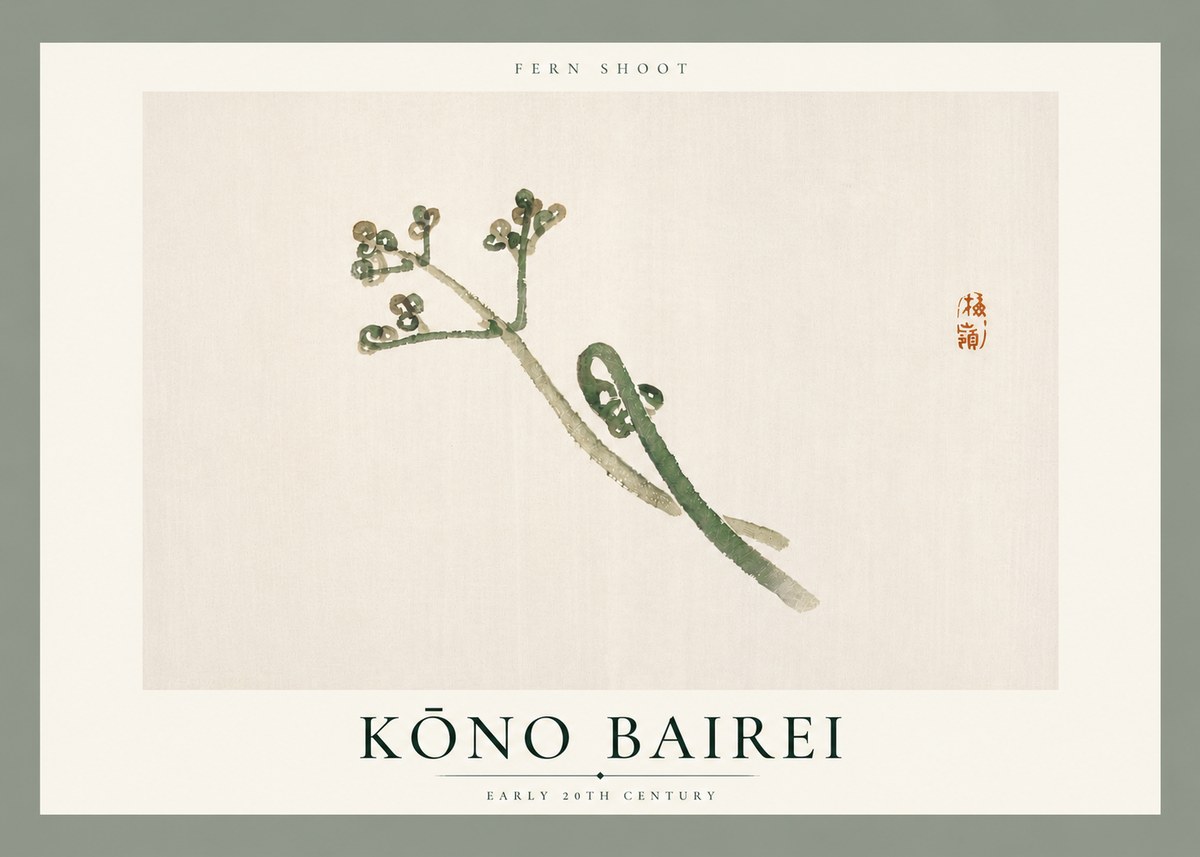 Kōno Bairei Fern Shoot No6 - Plakát