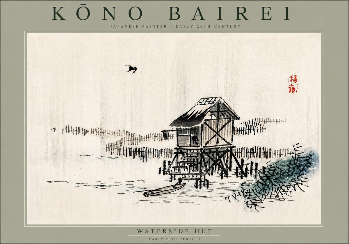 Kōno Bairei Waterside Hut No6 - Plakát