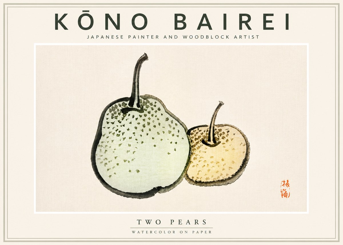 Kōno Bairei Two Pears No4 - Plakát