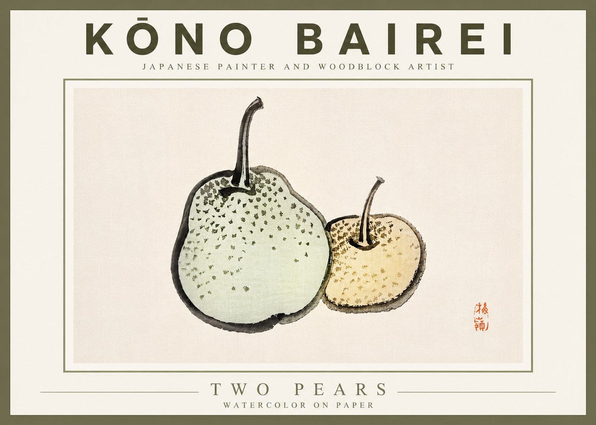 Kōno Bairei Two Pears No5 - Plakát