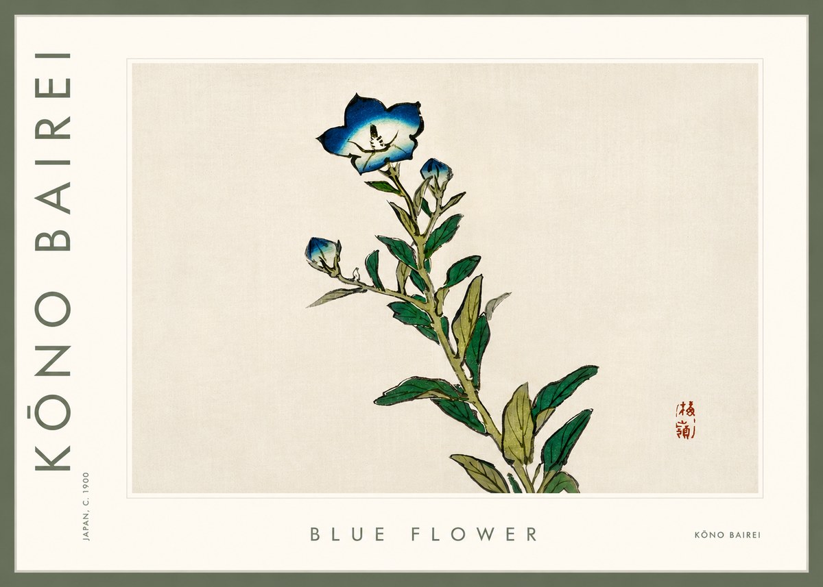 Kōno Bairei Blue Flower No3 - Plakát
