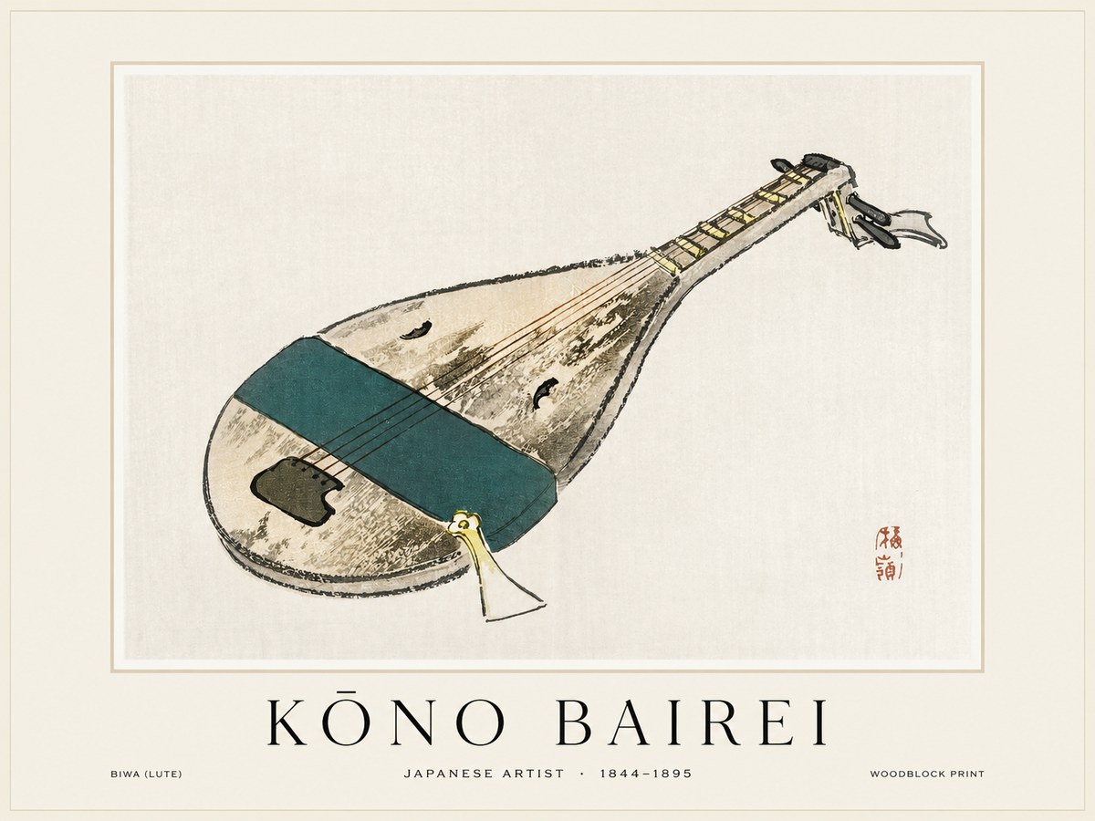 Kōno Bairei Biwa (Lute) No1 - Plakát