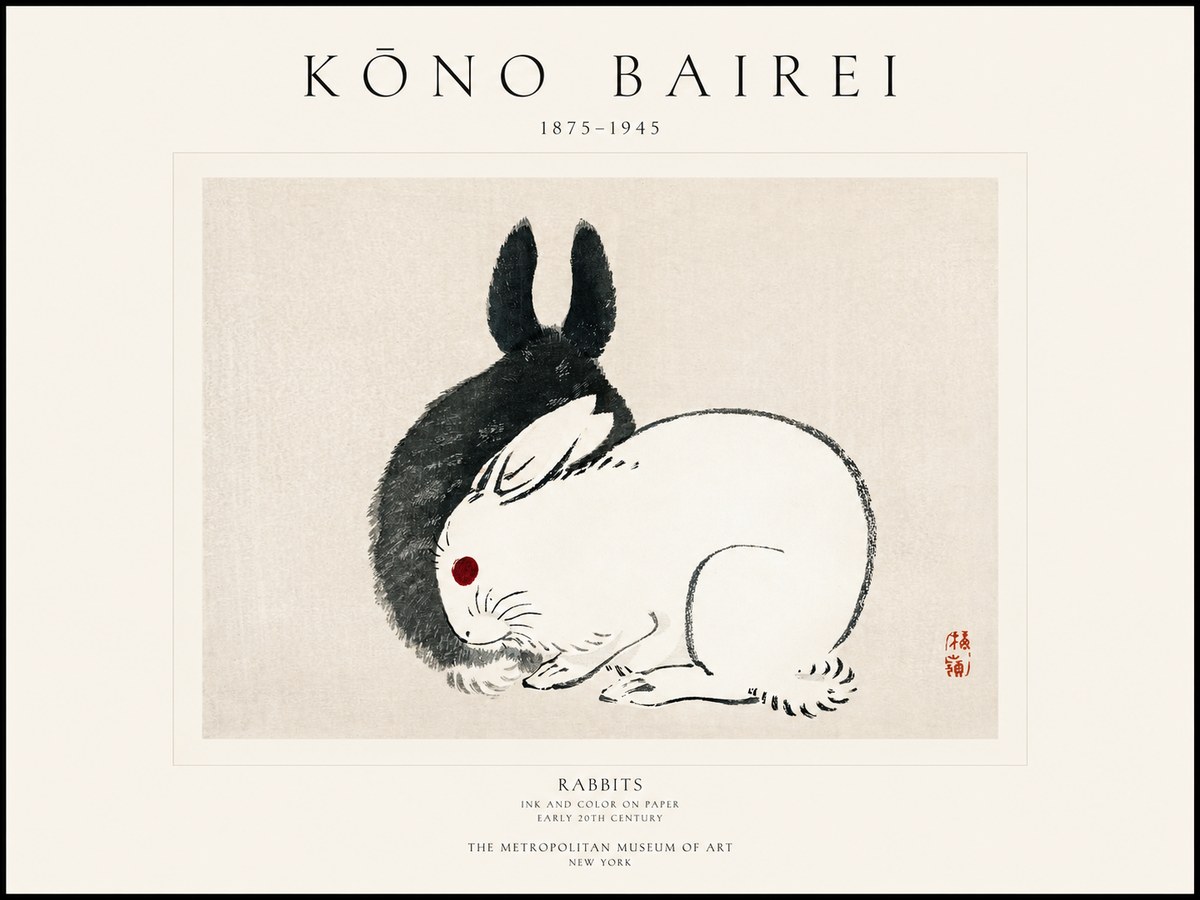 Kōno Bairei Rabbits No1 - Plakát