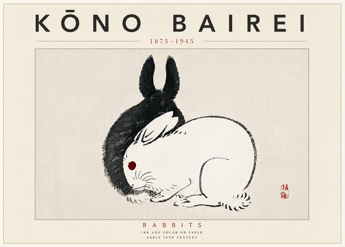 Kōno Bairei Rabbits No6 - Plakát