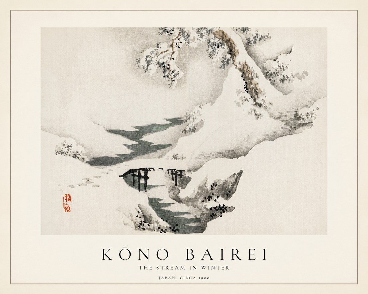 Kōno Bairei The Stream in Winter No1 - Plakát