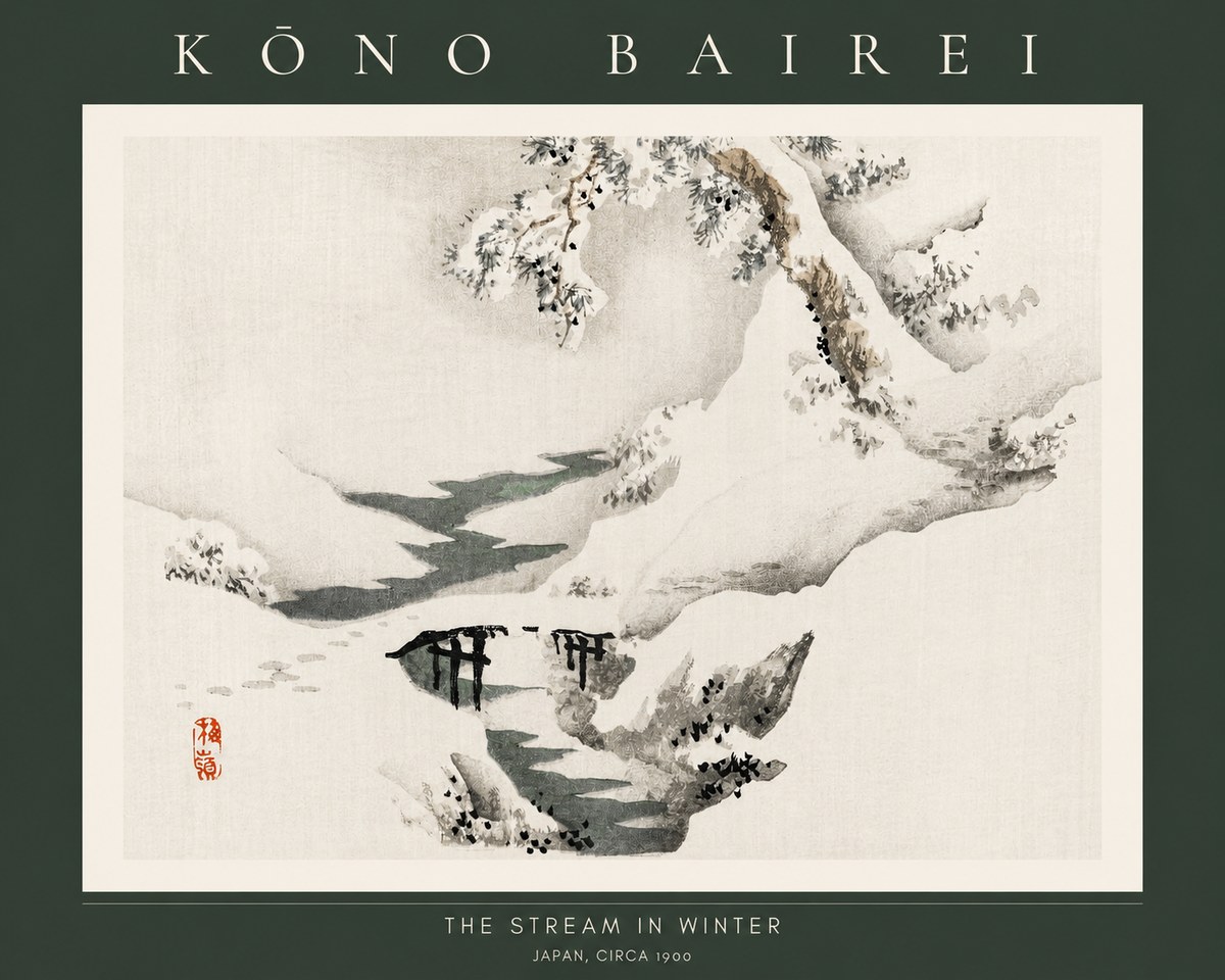 Kōno Bairei The Stream in Winter No2 - Plakát
