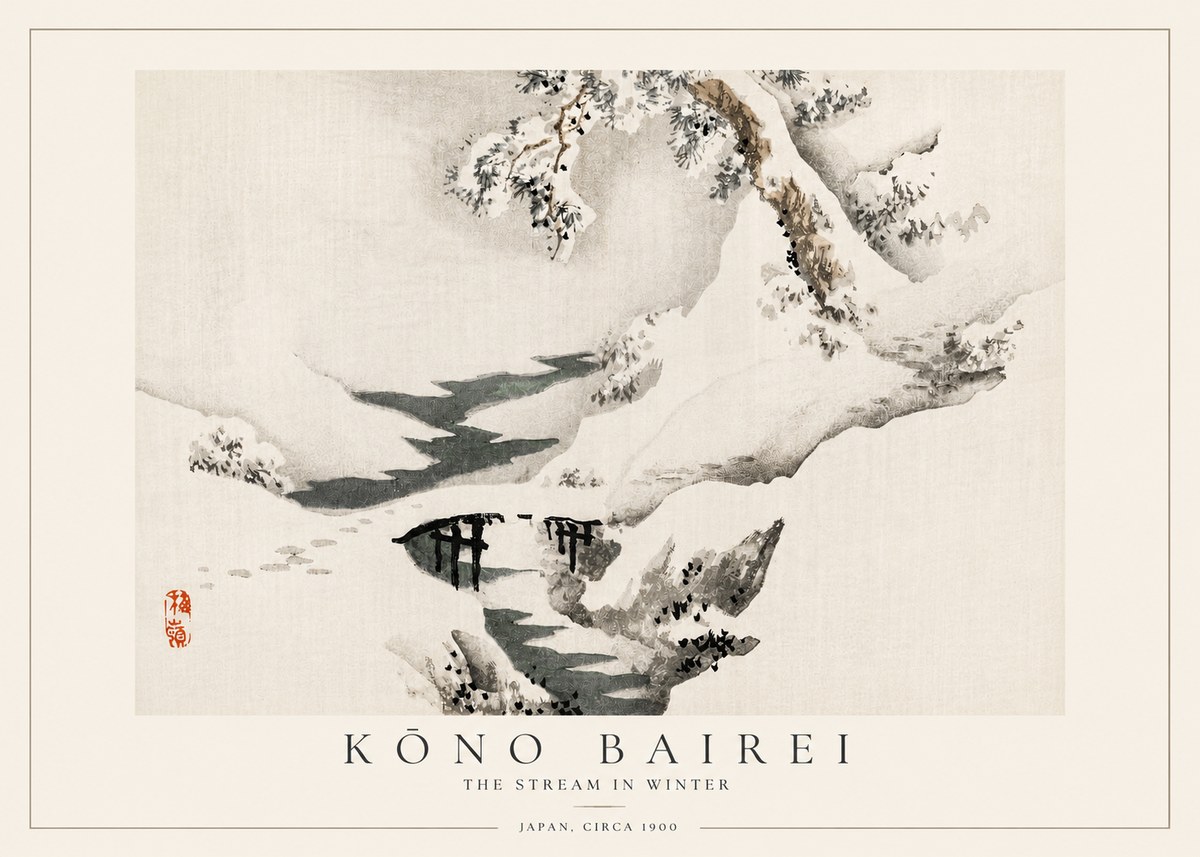 Kōno Bairei The Stream in Winter No3 - Plakát