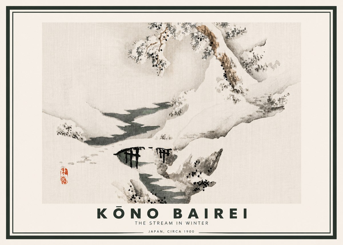 Kōno Bairei The Stream in Winter No4 - Plakát