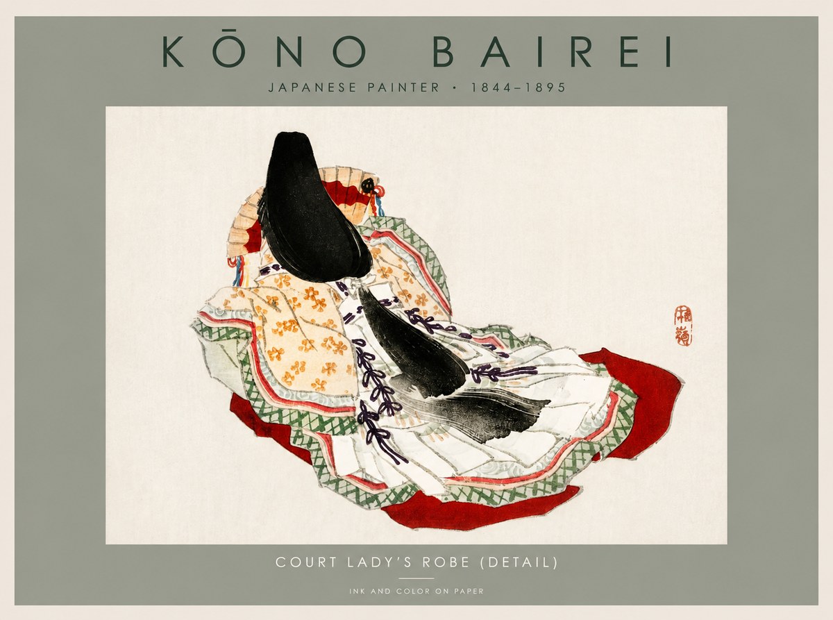 Kōno Bairei Court Lady's Robe (Detail) No2 - Plakát