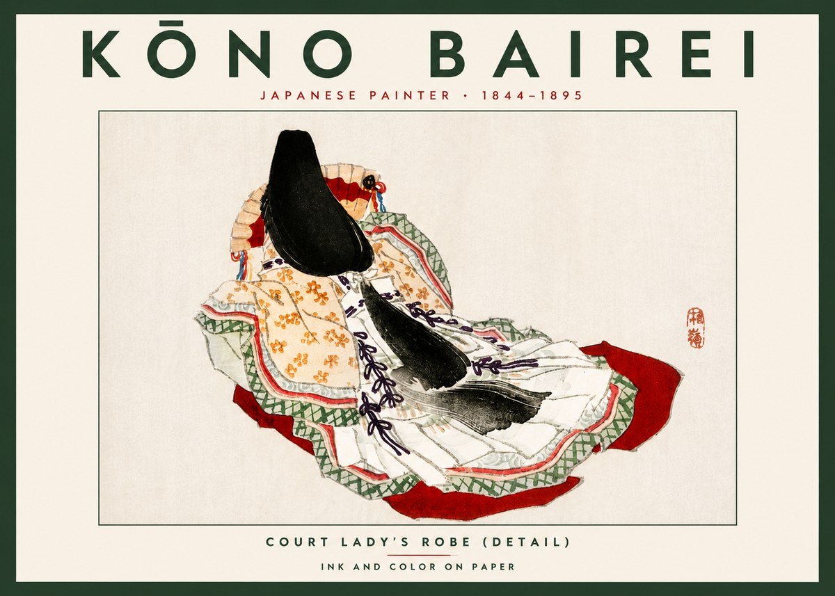 Kōno Bairei Court Lady's Robe (Detail) No5 - Plakát