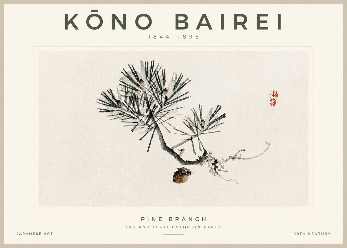Kōno Bairei Pine Branch No4 - Plakát