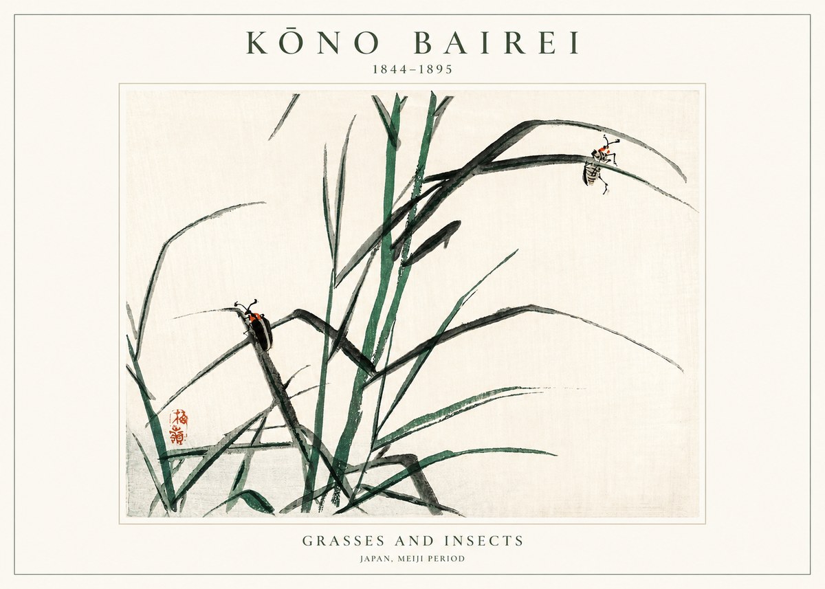 Kōno Bairei Grasses and Insects No1 - Plakát