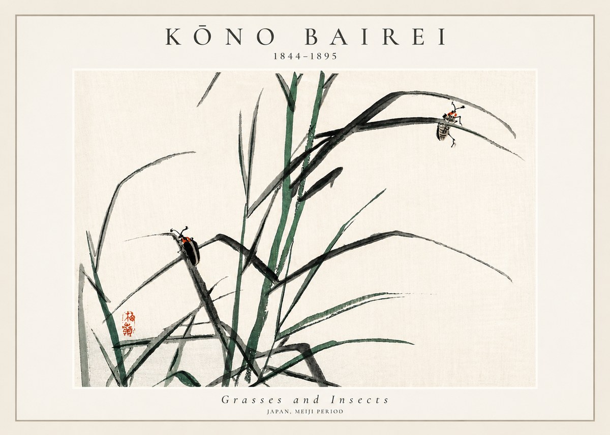 Kōno Bairei Grasses and Insects No3 - Plakát