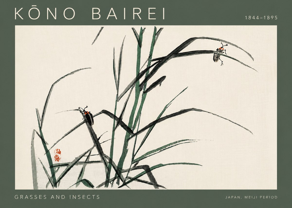 Kōno Bairei Grasses and Insects No4 - Plakát
