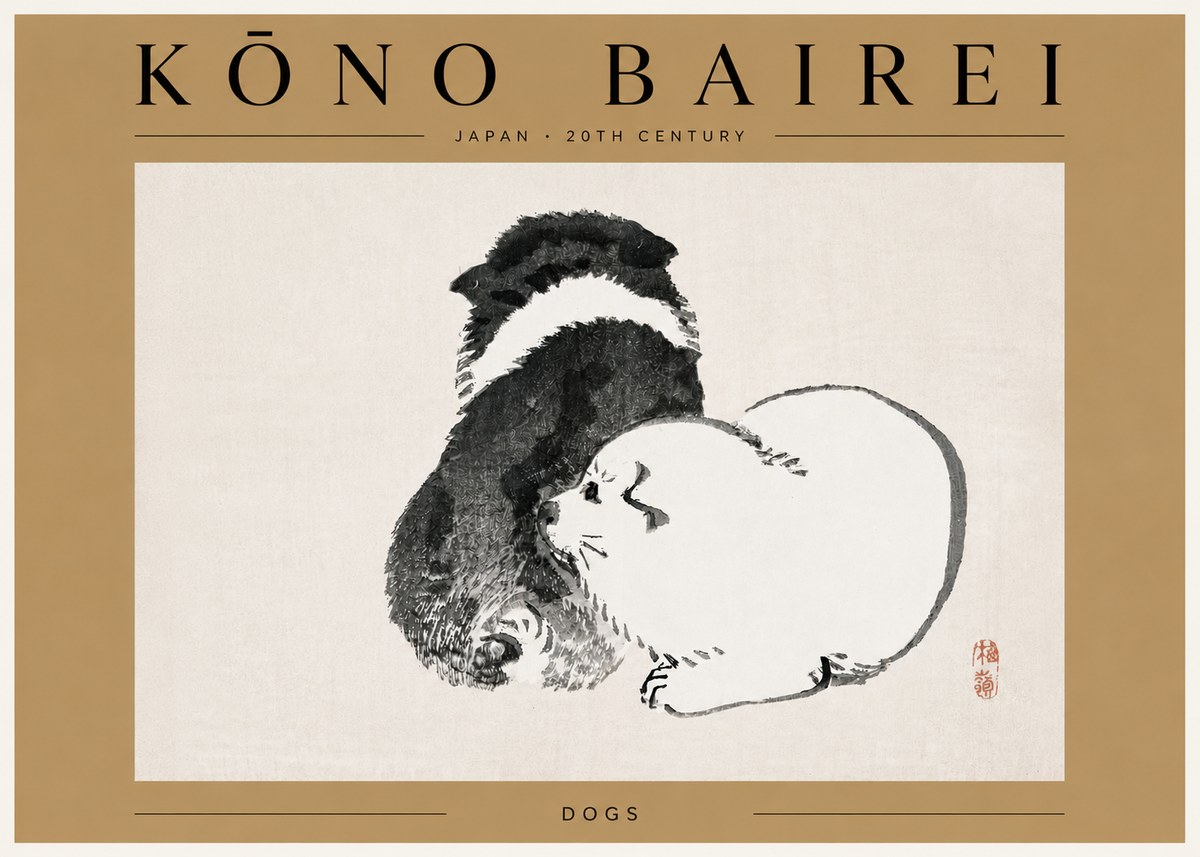 Kōno Bairei Dogs No5 - Plakát