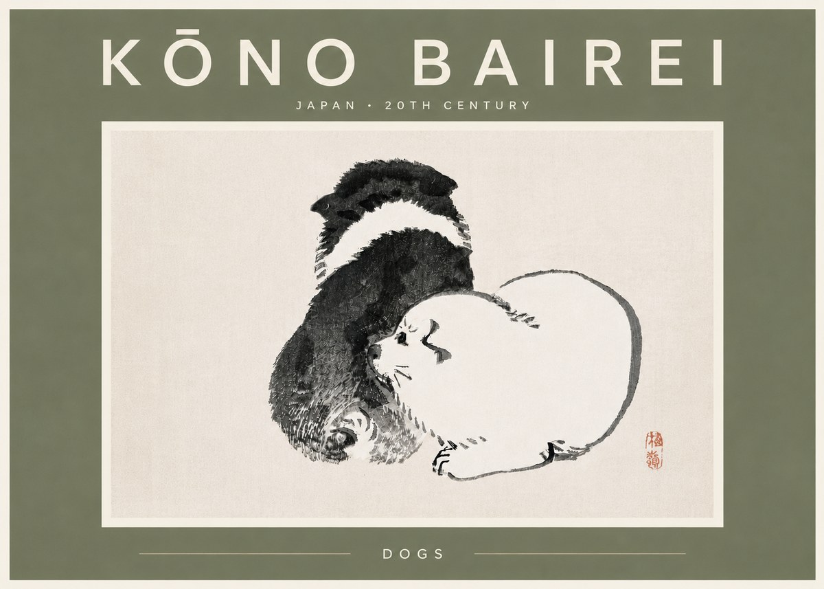 Kōno Bairei Dogs No6 - Plakát